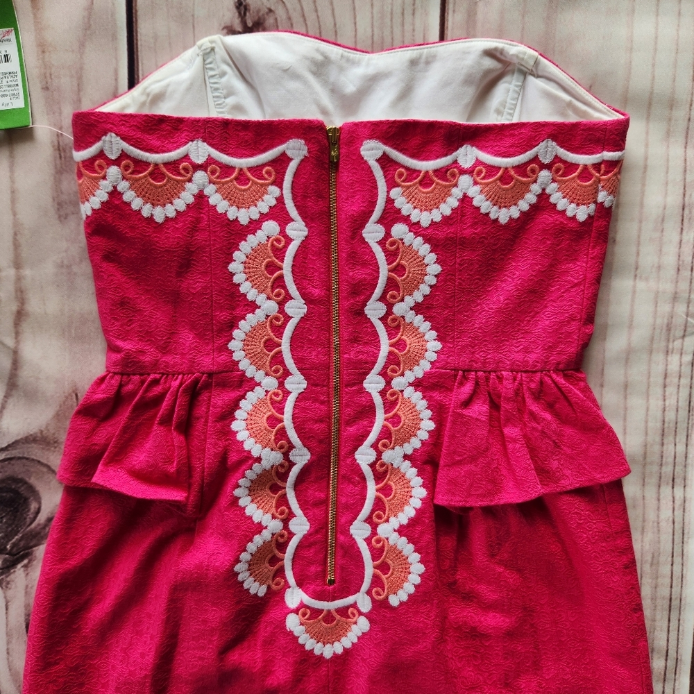 NWT Lilly Pulitzer "Maybell" Dress Pinwheel Hot Pink Embroidered, Women's Size 0 - Picture 7 of 12